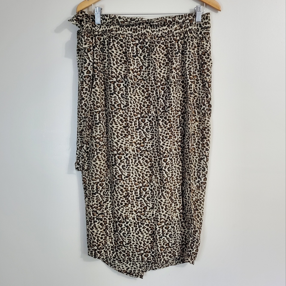 Brunette x Koy Resort Size XS Leopard Print Rayon Wrap Skirt - Picture 6 of 12